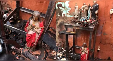 Imagem ilustrativa da notícia: Altar com imagem de Jesus resiste a incêndio no Piauí