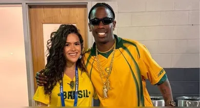 Imagem ilustrativa da notícia: Maisa encontra Travis Scott em jogo de estreia do Brasil na Copa