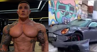 Imagem ilustrativa da notícia: Influencer e fisiculturista sofre acidente com Porsche e fere motociclista
