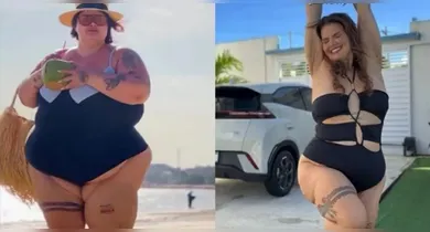 Imagem ilustrativa da notícia: Thais Carla posa de maiô justinho após perder 100kg e movimenta redes sociais