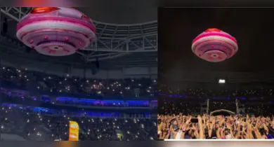 Imagem ilustrativa da notícia: Xuxa emociona fãs ao 'descer do céu' na estreia da turnê "O Último Voo da Nave"