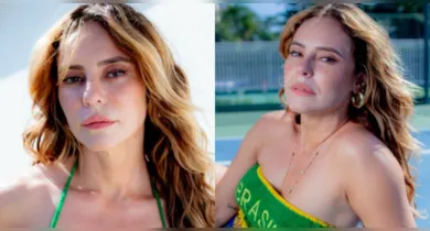 Imagem ilustrativa da notícia: Em clima de Copa, Paolla Oliveira exibe biquíni verde e amarelo
