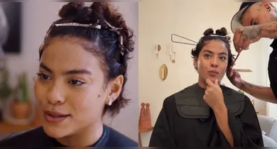 Imagem ilustrativa da notícia: Bella Campos chora ao cortar o cabelo e mudar visual radicalmente