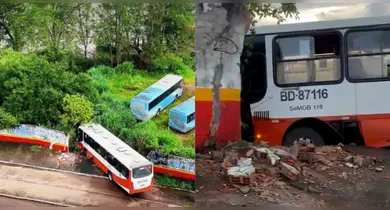 Imagem ilustrativa da notícia: Ônibus perde controle e bate em muro na Av. Arthur Bernardes