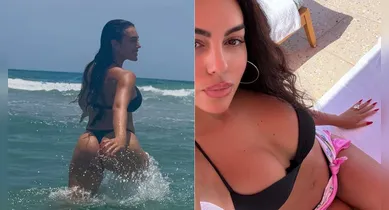 Imagem ilustrativa da notícia: Georgina Rodriguez posta fotos sensuais na praia e viraliza como "Musa da copa"
