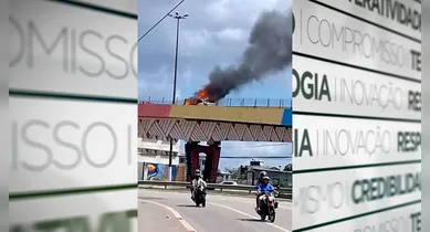 Imagem ilustrativa da notícia: Vídeo: carro pega fogo em elevado da Júlio César, em Belém