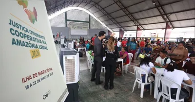 Moradores de Breves e Portel formam filas para atendimentos durante mutirão do CNJ que leva serviços de saúde, justiça e cidadania ao Marajó.