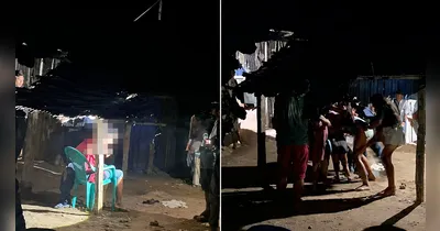 O suspeito foi amarrado e, em seguida, espancado pela população