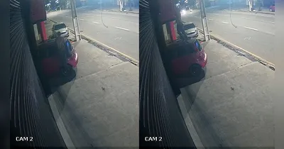 O suspeito aproveitou carro estacionado em carro para poder invadir a loja