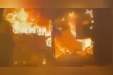 O possível curto-circuito provocou um incêndio no espaço com altas chamas