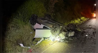 Imagem ilustrativa da notícia: Colisão entre carro e moto mata homem e fere mulher na BR-155