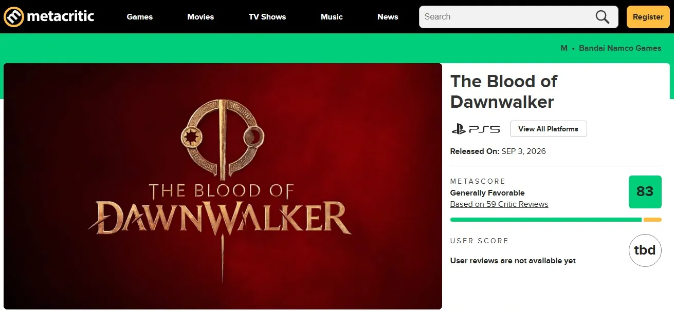 Imagem ilustrativa da notícia: The Blood of Dawnwalker estreia com nota alta no Metacritic