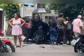 O acidente causou lentidão no entorno do acidente, no bairro de Batista Campos