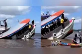 A embarcação naufragou e levou junto toda a carga de açaí