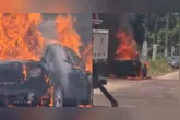 Imagem ilustrativa da notícia Cabo de energia cai sobre carro e provoca incêndio em Outeiro
