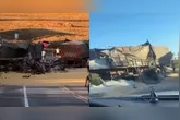 A colisão entre as carretas deixou os condutores mortos na BR-163