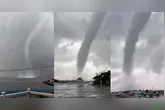 Uma tempestade com fortes chuvas, duas trombas d'água e possível tornado provoca alagamentos e caos no transporte em Nova York.