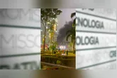 Incêndio em uma van ao lado da Igreja da Sé chama atenção durante a Trasladação do Círio 2026, em Belém.