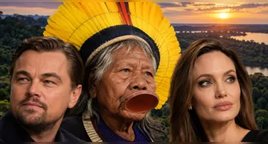 Imagem ilustrativa da notícia: Leonardo DiCaprio e Angelina Jolie produzem documentário sobre o cacique Raoni