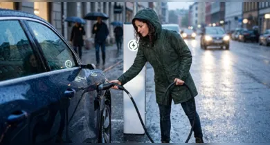 Imagem ilustrativa da notícia: Pode recarregar o carro elétrico na chuva? Veja os cuidados