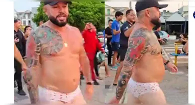 Imagem ilustrativa da notícia: Apoiador de Flávio caminha de calcinha após aposta em Santarém