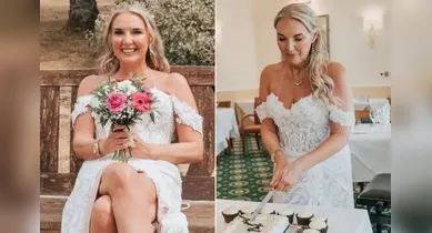 Imagem ilustrativa da notícia: Sem noivo, britânica com câncer incurável realiza sonho de casar; veja o vídeo