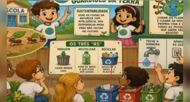 Imagem ilustrativa da notícia: Material didático com criança negra em lixeira revolta pais e alunos
