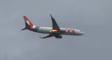 Imagem ilustrativa da notícia: Avião da Gol pega fogo após bater em pássaro em Recife