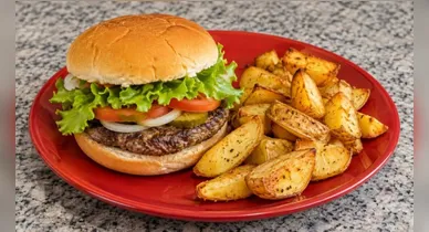 Imagem ilustrativa da notícia: Hambúrguer caseiro com batata na Air Fryer: opção prática e fit