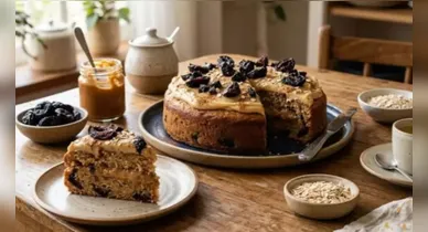 Imagem ilustrativa da notícia: Bolo de ameixa com doce de leite; veja como fazer