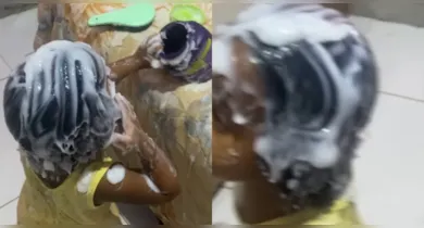 Imagem ilustrativa da notícia: Criança viraliza ao tomar "banho" com creme hidratante da mãe