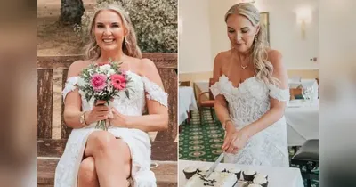 Amanda Barnes se casou em uma cerimônia simbólica para amigos e parentes.