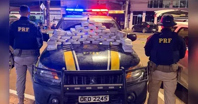 Os agentes da PRF encontraram a droga escondido perto do painel do veículo