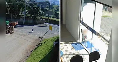 As imagens mostram o pequeno "fujão" indo a caminho do trabalho da mãe