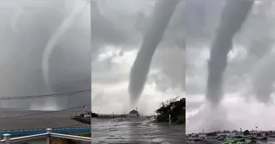 Uma tempestade com fortes chuvas, duas trombas d'água e possível tornado provoca alagamentos e caos no transporte em Nova York.