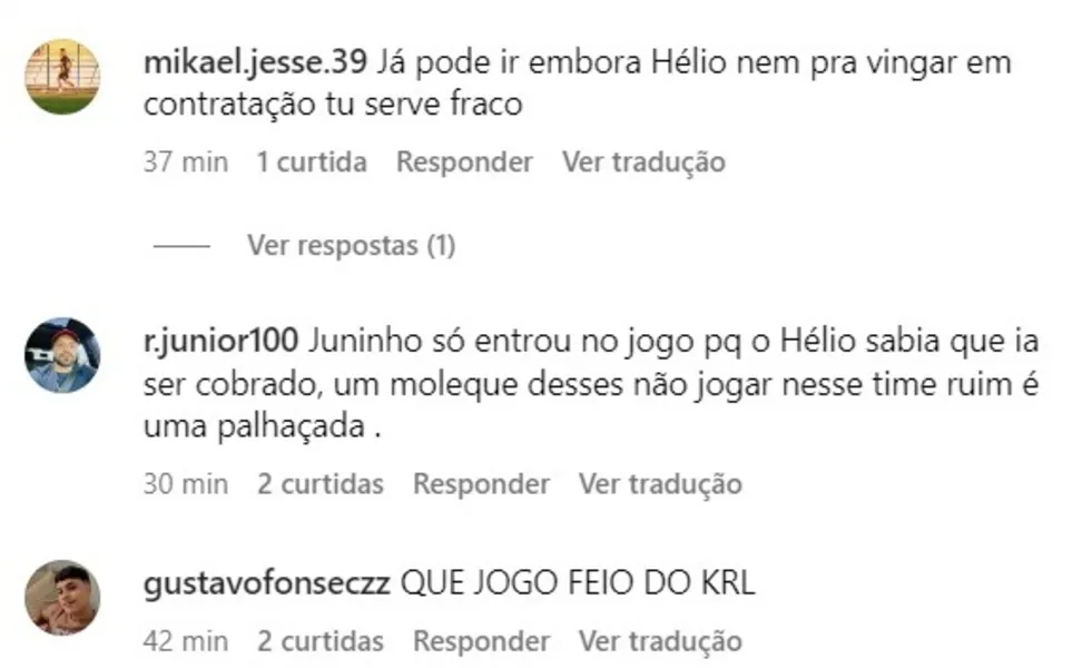 Torcedores do Paysandu criticam Hélio dos Anjos: "Teimoso"