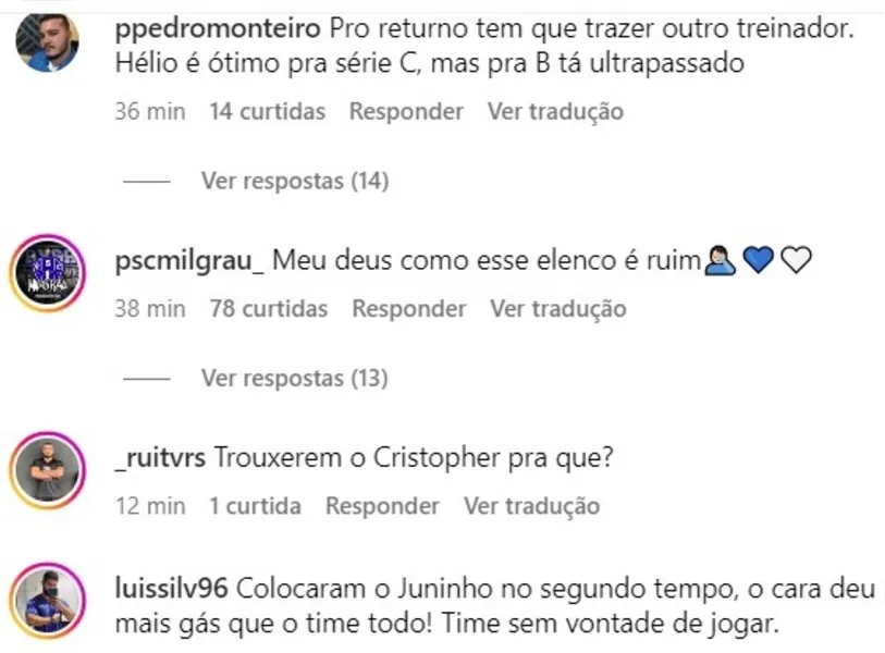 Torcedores do Paysandu criticam Hélio dos Anjos: "Teimoso"