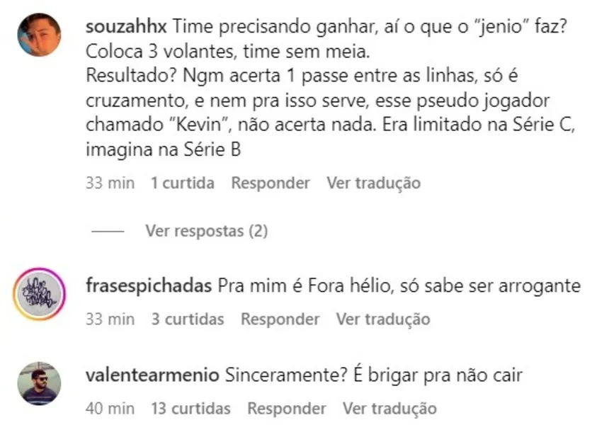 Torcedores do Paysandu criticam Hélio dos Anjos: "Teimoso"