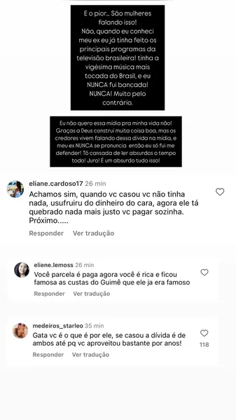 Lexa diz que arca sozinha com dívida que divide com MC Guimê