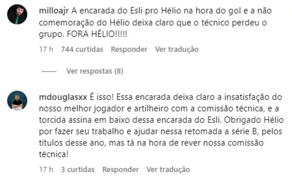 Hélio dos Anjos vira alvo e Fiel compra "briga" de Esli