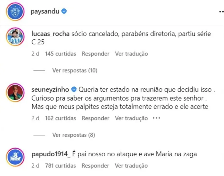 Paysandu: maior parte da torcida reprova técnico e executivo