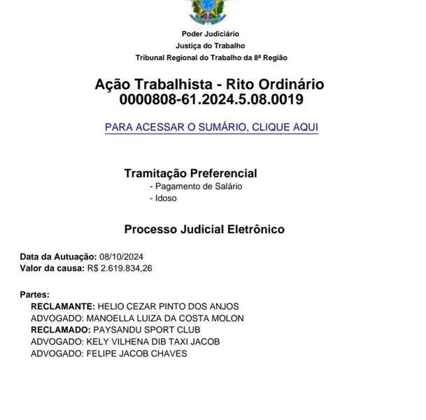 Hélio dos Anjos cobra quase R$ 3 milhões do Paysandu