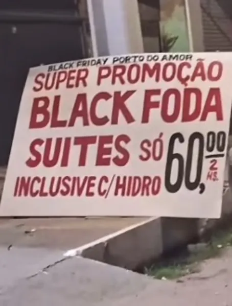 Black Fod*: motel em Belém viraliza com promoção inusitada. Veja o vídeo