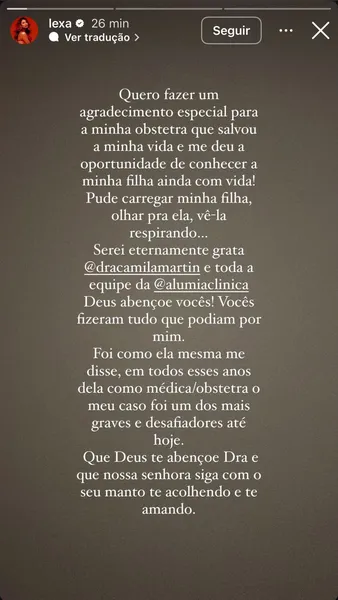 Filha da cantora Lexa morre com apenas três dias de vida