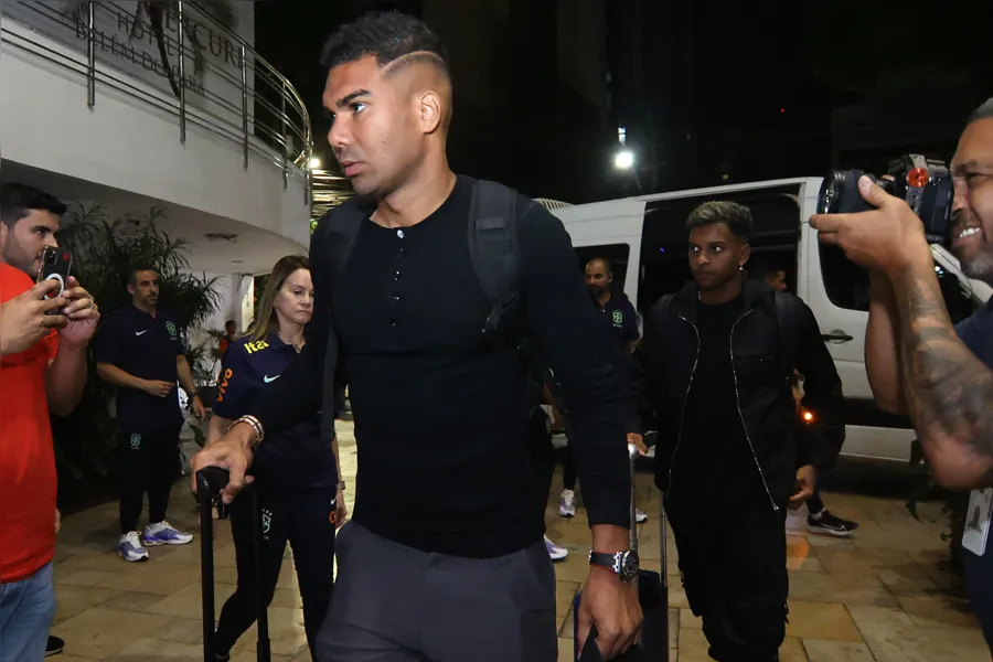 Vídeo: Presidente da CBF, Casemiro e Rodrygo chegam a Belém