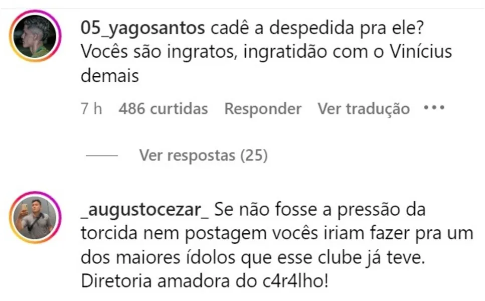 Torcedores veem desrespeito do Remo com o ídolo Vinícius