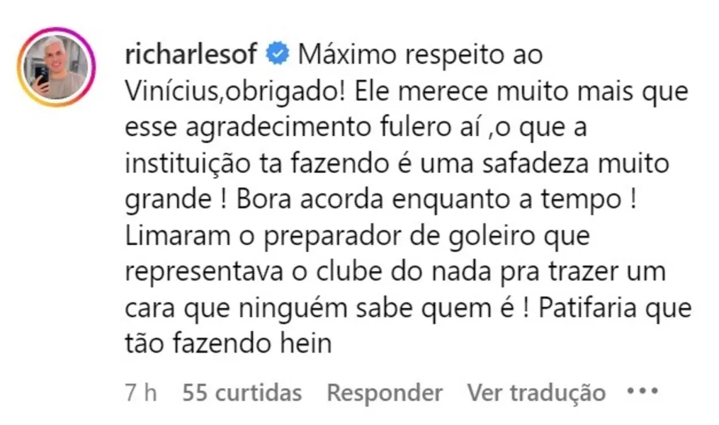 Torcedores veem desrespeito do Remo com o ídolo Vinícius