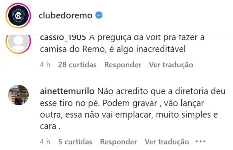 Remo: parte da torcida critica "criatividade" da nova camisa