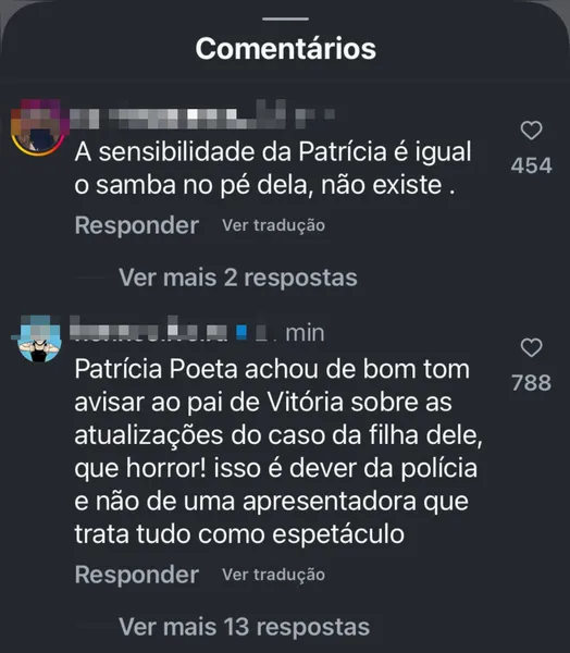 Caso Vitória: Patrícia Poeta detalha assassinato ao vivo e é alvo de críticas