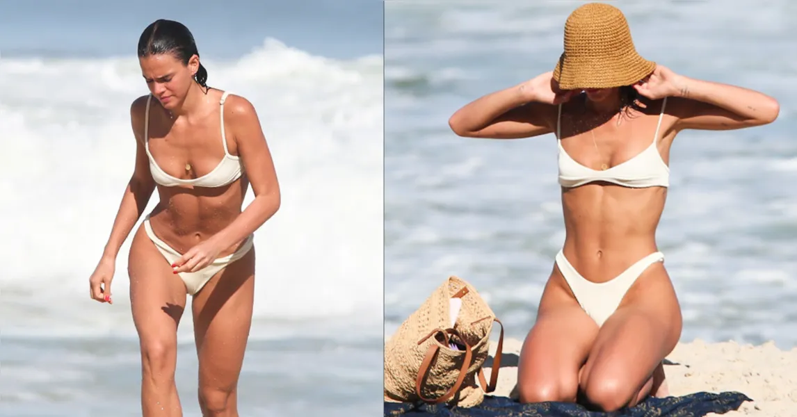 Bruna Marquezine curte praia e impressiona com boa forma 